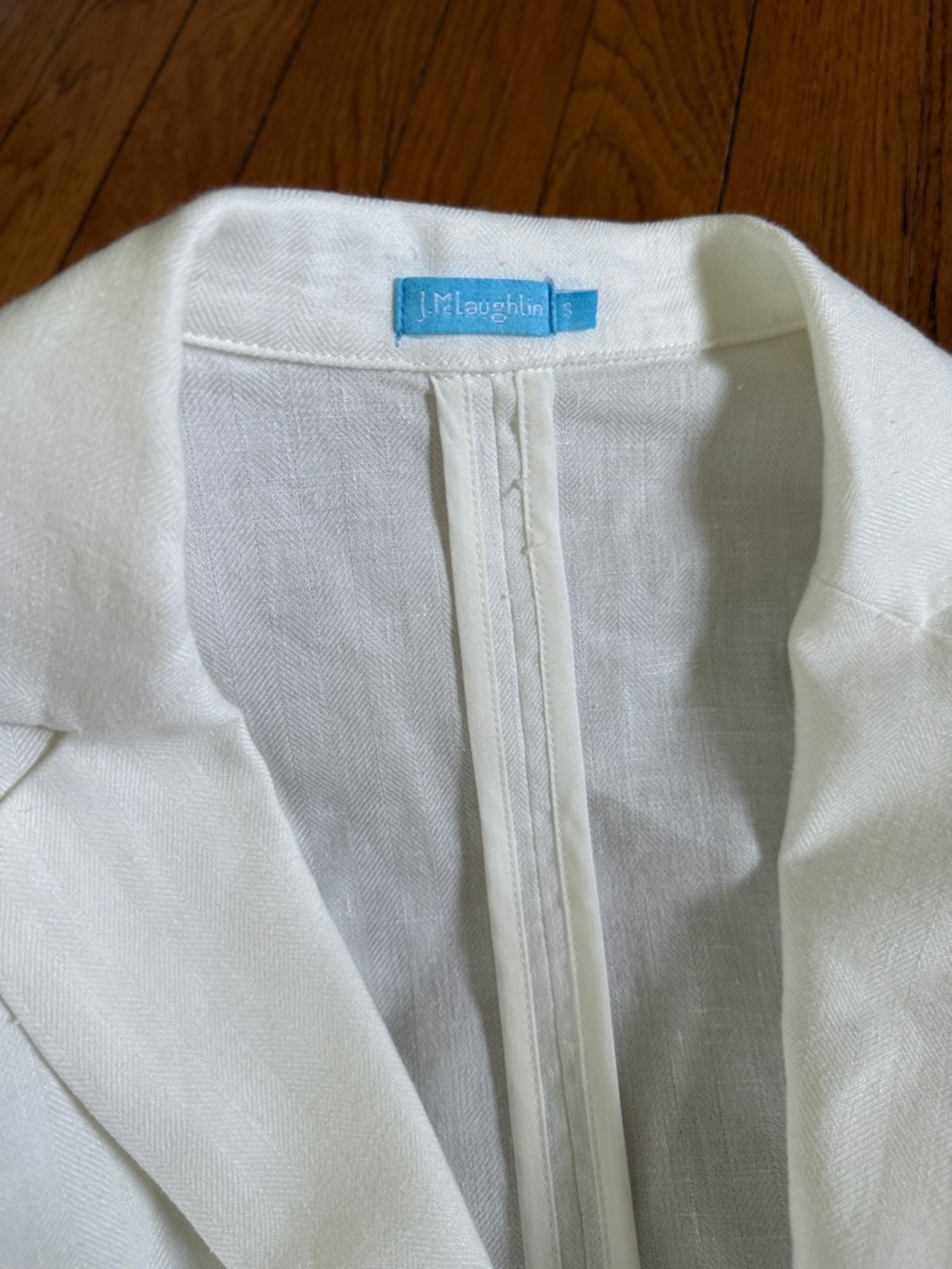 J. McLaughlin White Linen-Blend Two-Button Blazer jacket size Small Resortwear - Picture 3 of 5